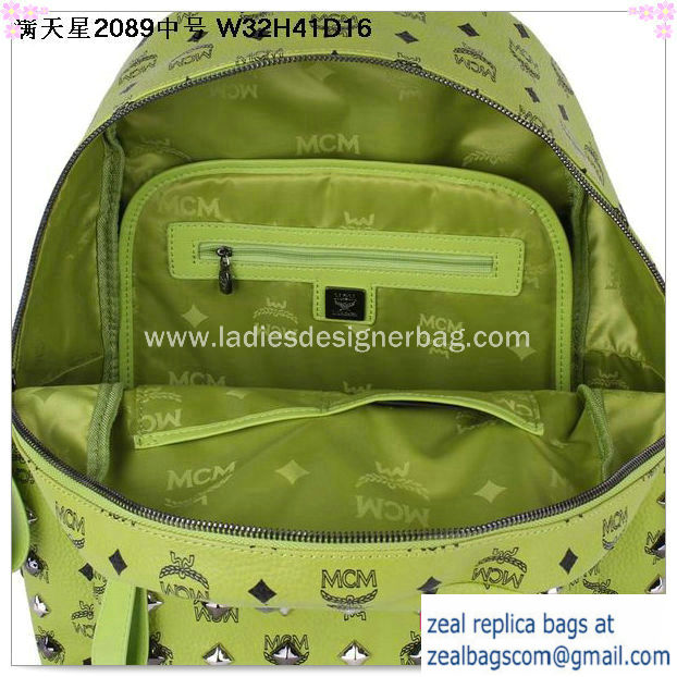 High Quality Replica MCM Stark Studded Medium Backpack MC2089 Green - Click Image to Close